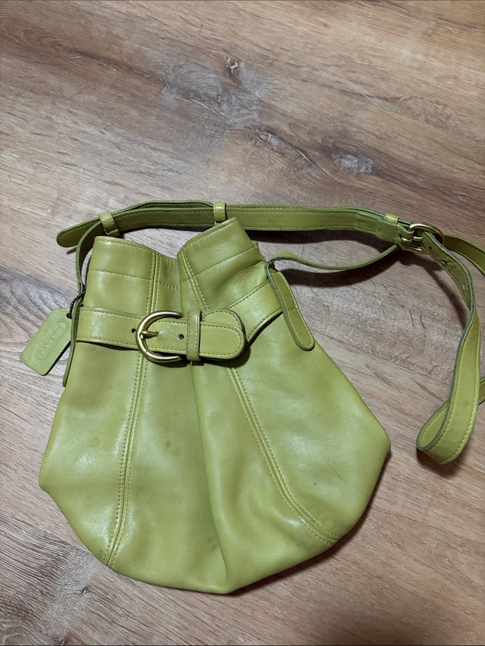 vintage Coach lime green leather Soho belted pouch bag Purse